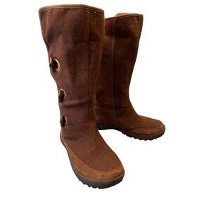 Lands End Womens Brown Suede Winter Boots Sz 8 SKU 8946